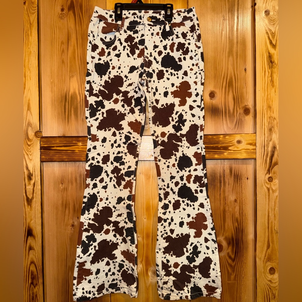 Kids' Cow Print Flared Jeans